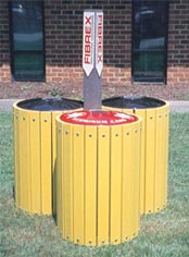 Envirodesign Recycling Center with Three (3) x 55 gallon Receptacles Center Post