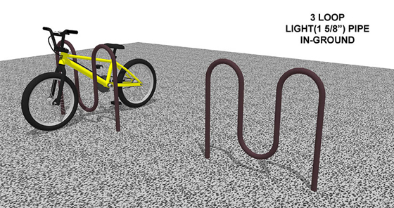 BIKE RACK LIGHT DUTY 3-LOOP (SURFACE MOUNT)