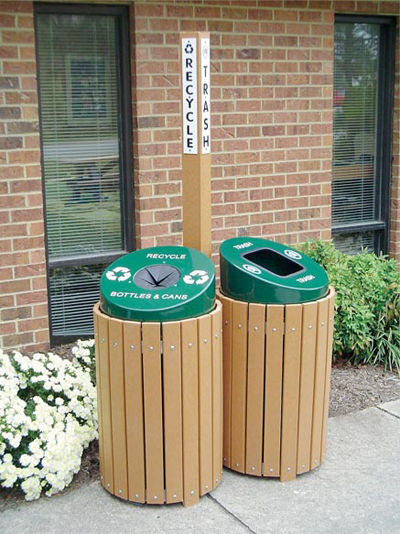 Envirodesign Recycling Center with Two (2) x 55 gallon Receptacles Center Post
